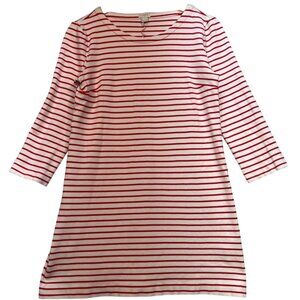 J.Crew Women's Mini T-Shirt Dress Long Sleeve Stretch Size S Cream Red Stripe